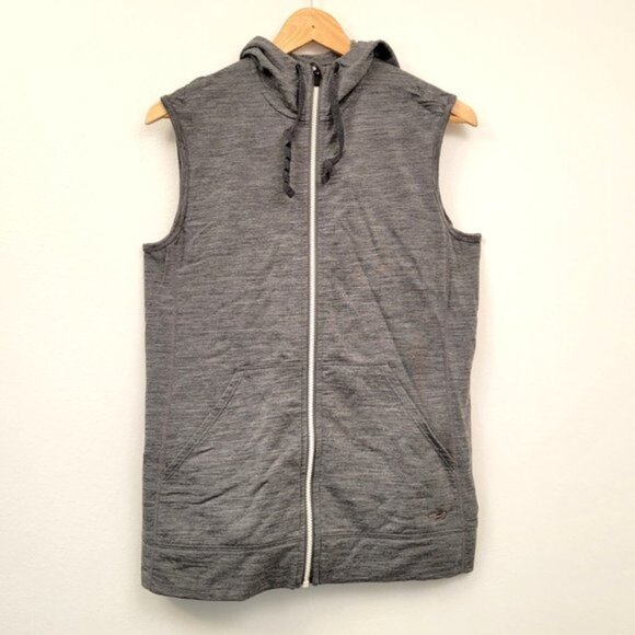 Icebreaker Women’s Mid-Layer Hooded Full Zip Vest Size Large Gray Merino Wool - Picture 1 of 10